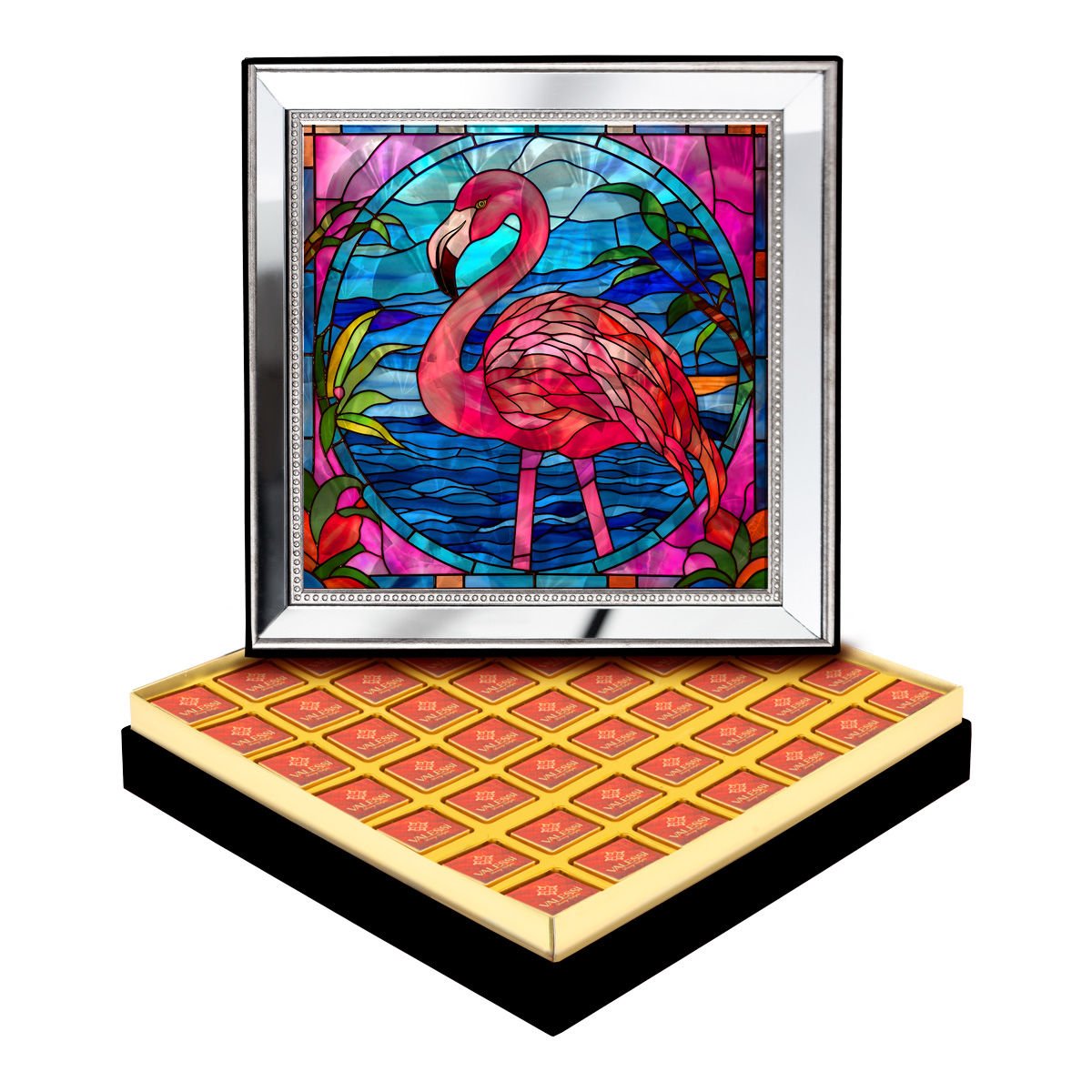 Ayna Çerçeveli Flamingo Kutuda Logolu Çikolata
