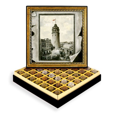 Parşömen Galata Kulesi Çerçeveli Tablo Kutuda Şeker İlavesiz Lokma