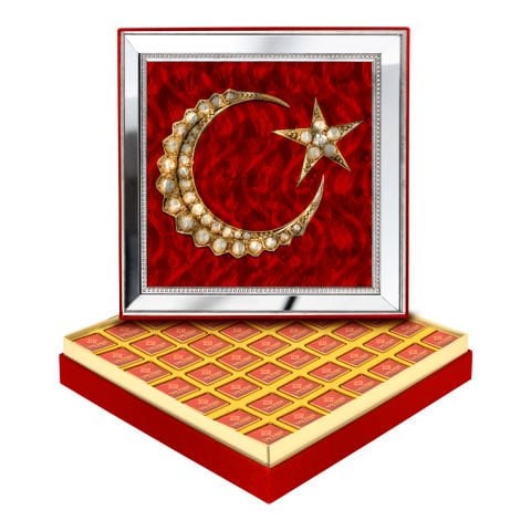 Ayna Çerçeveli Türk Bayrağı Kutuda Logolu Çikolata