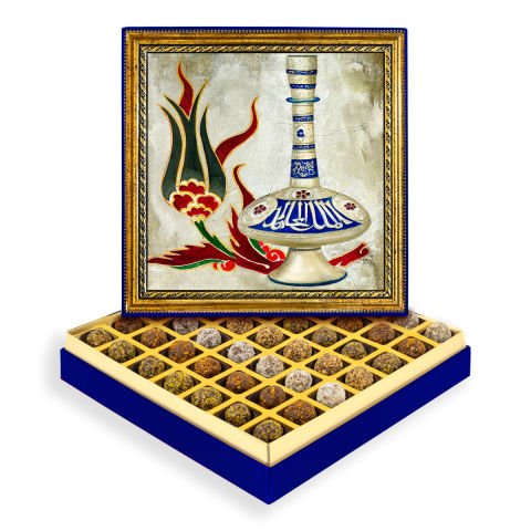 Lale ve Vazo Çerçeveli Tablo Kutuda Şeker İlavesiz Lokma