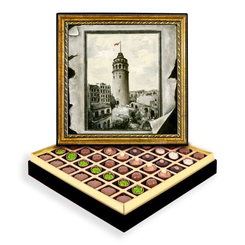 Parşömen Galata Kulesi Çerçeveli Tablo Kutu