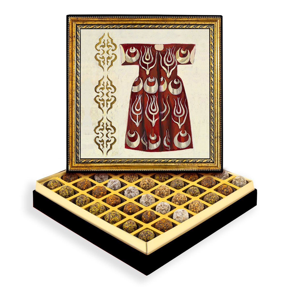 Laleli Kaftan Çerçeveli Tablo Kutuda Şeker İlavesiz Lokma