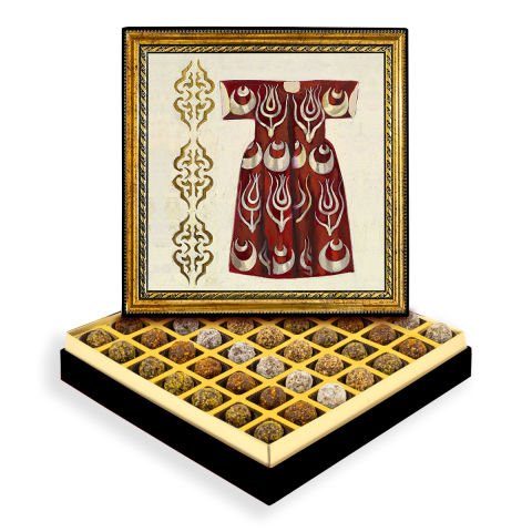 Laleli Kaftan Çerçeveli Tablo Kutuda Şeker İlavesiz Lokma