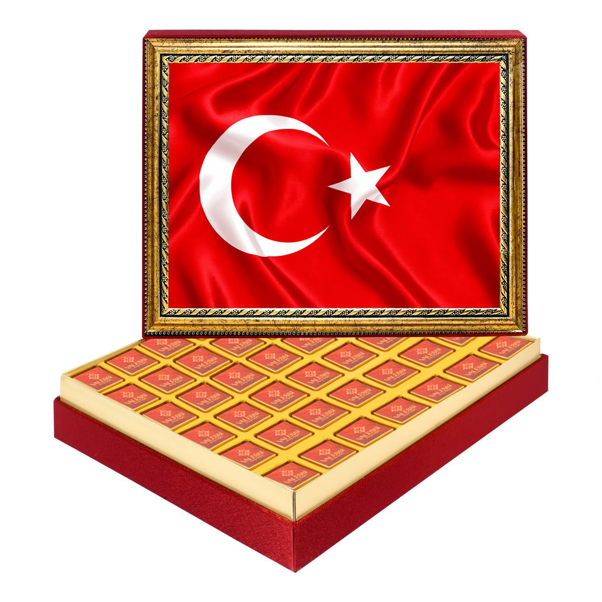 Türk Bayrağı Çerçeveli Tablo Kutuda Logolu Çikolata