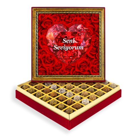 Seni Seviyorum Çerçeveli Tablo Kutuda Şeker İlavesiz Lokma