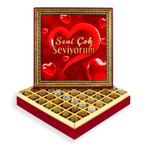 Seni Çok Seviyorum Çerçeveli Tablo Kutuda Şeker İlavesiz Lokma