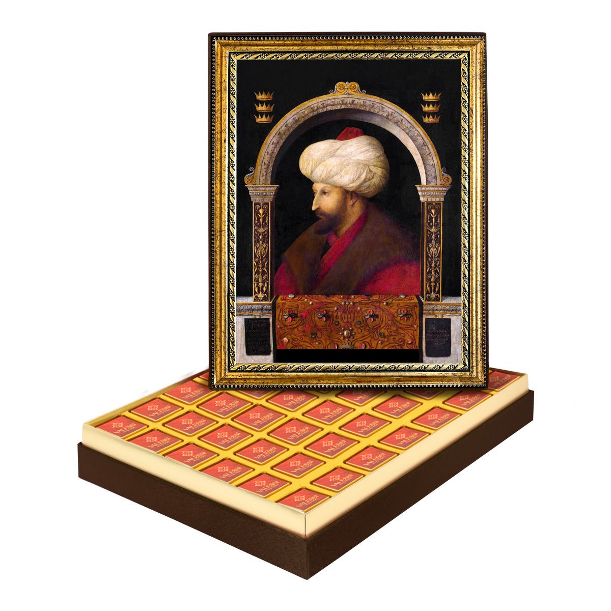Fatih Sultan Mehmet Çerçeveli Tablo Kutuda Logolu Çikolata
