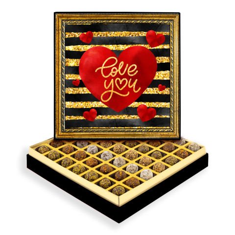 Love You Çerçeveli Tablo Kutuda Şeker İlavesiz Lokma