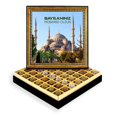 Sultanahmet Camii ve Bayram Çerçeveli Tablo Kutuda Şeker İlavesiz Lokma