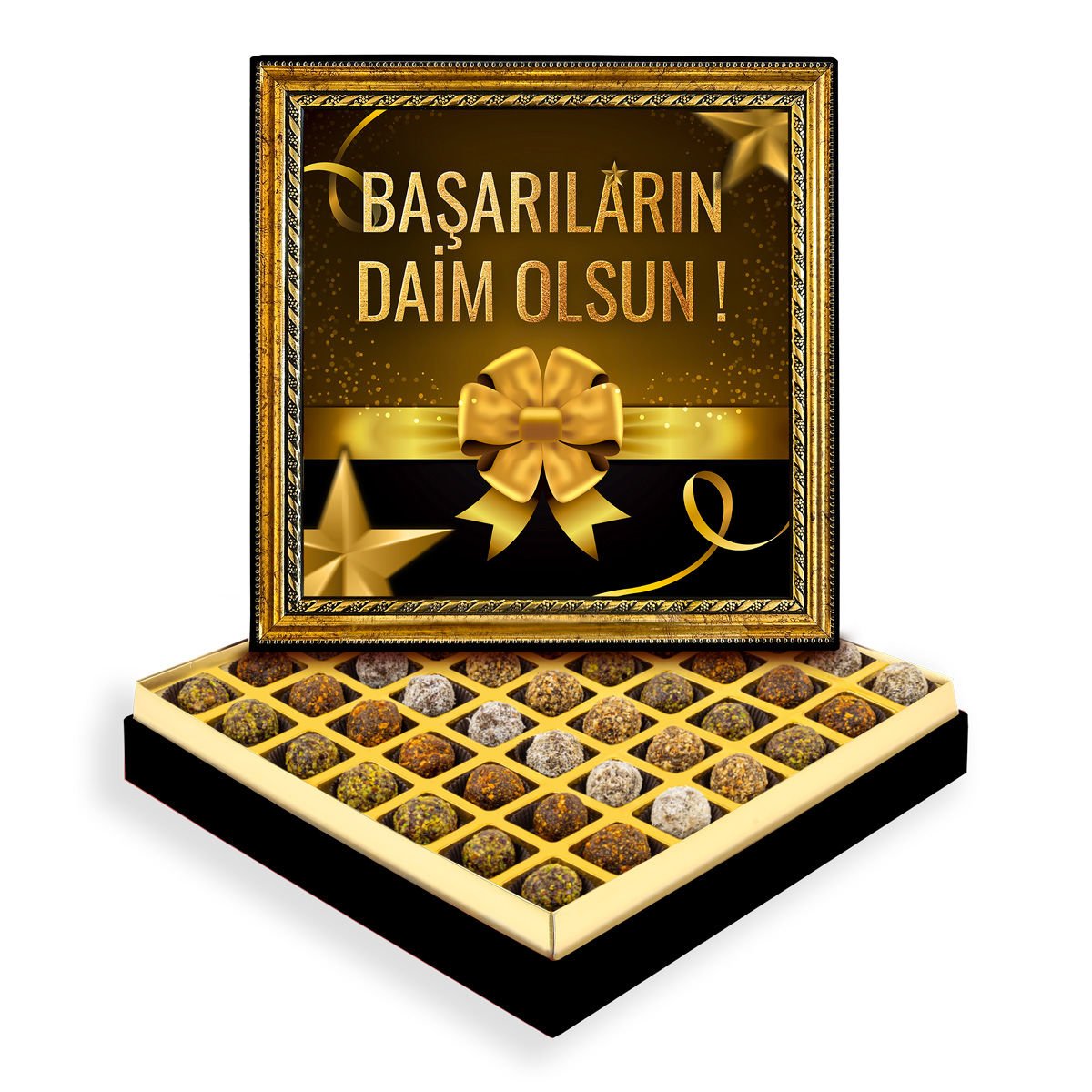 Başarıların Daim Olsun Çerçeveli Tablo Kutuda Şeker İlavesiz Lokma