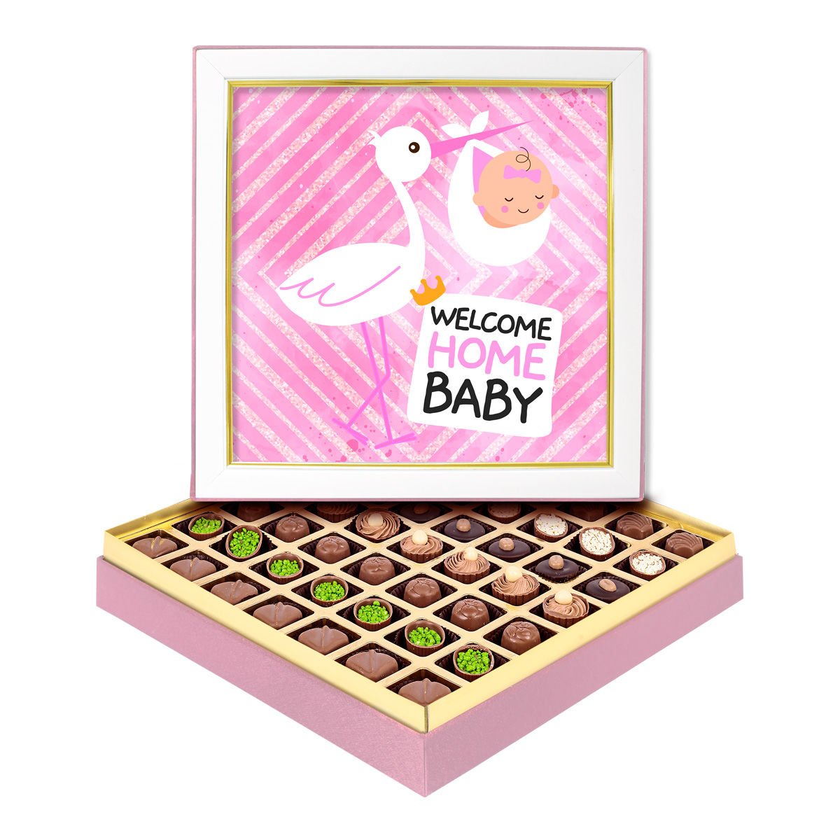 Pembe Leylek Çerçeveli Bebek Kutusu