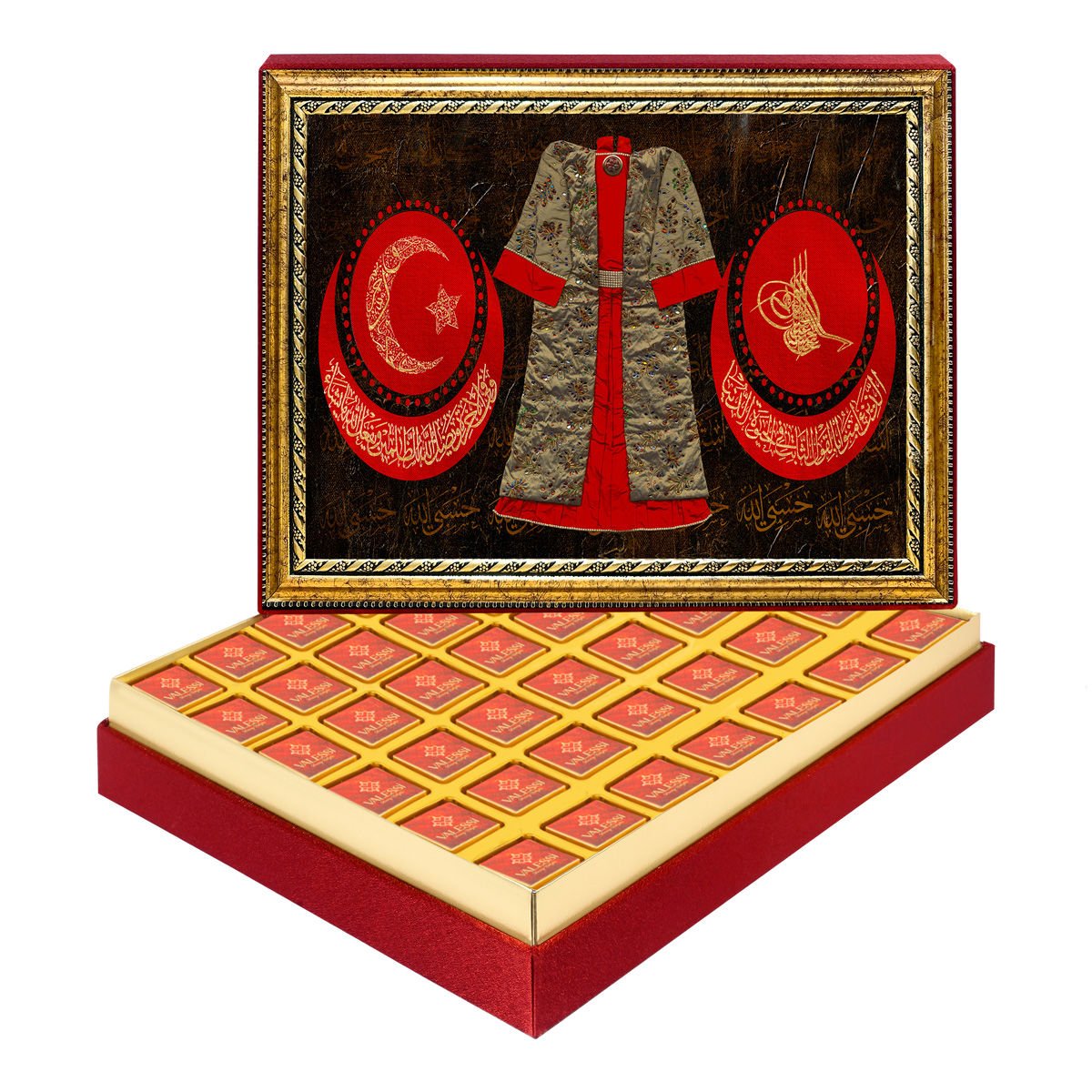 Bayraklı Kaftan Çerçeveli Tablo Kutuda Logolu Çikolata