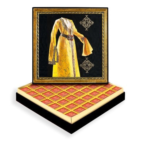 Etnik Kaftan Çerçeveli Tablo Kutuda Logolu Çikolata