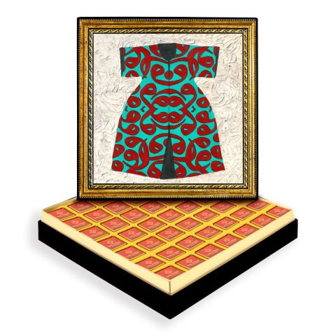 Vavlı Kaftan Çerçeveli Tablo Kutuda Logolu Çikolata