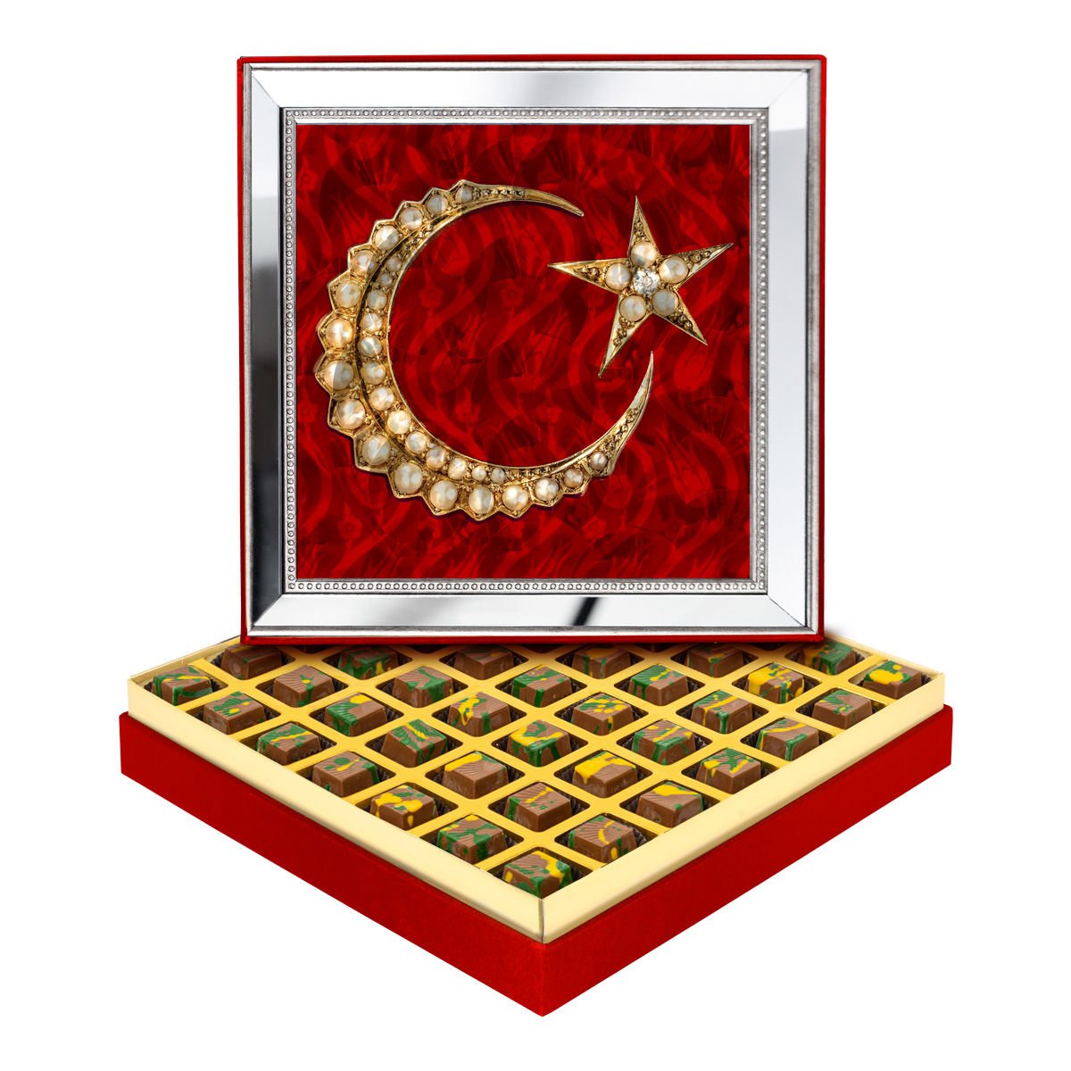 Ayna Çerçeveli Türk Bayrağı Kutuda Dubai Çikolatası