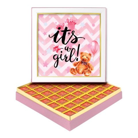 It's a Girl Çerçeveli Tablo Kutuda Logolu Çikolata