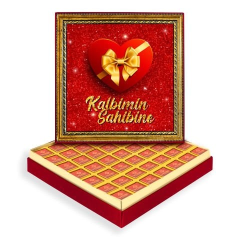 Kalbimin Sahibine Çerçeveli Tablo Kutuda Logolu Çikolata