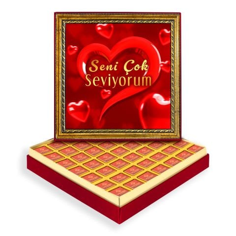 Seni Çok Seviyorum Çerçeveli Tablo Kutuda Logolu Çikolata