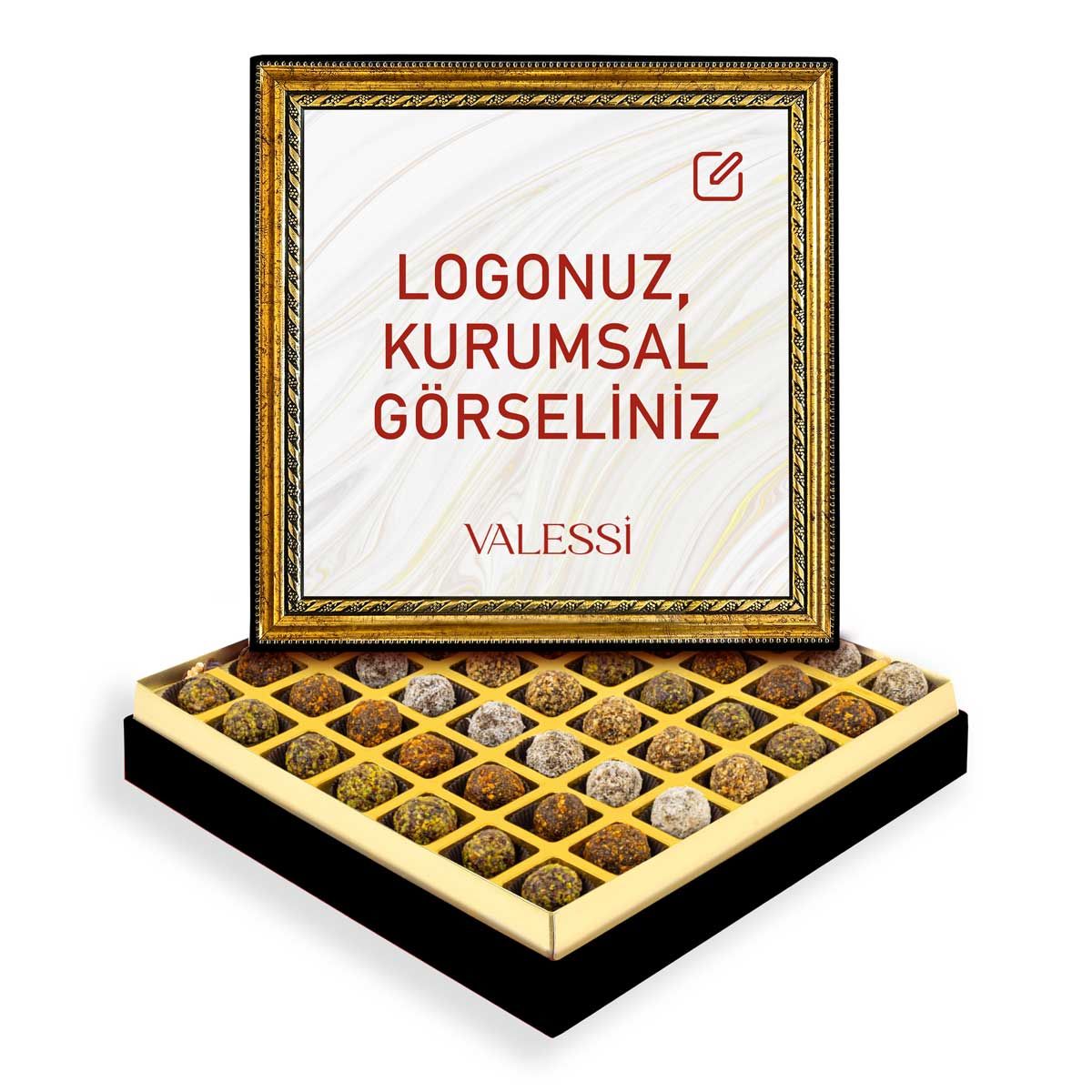 Kişiye Özel Tablo Kutuda Şeker İlavesiz Lokmalar Büyük Boy (859 g.)