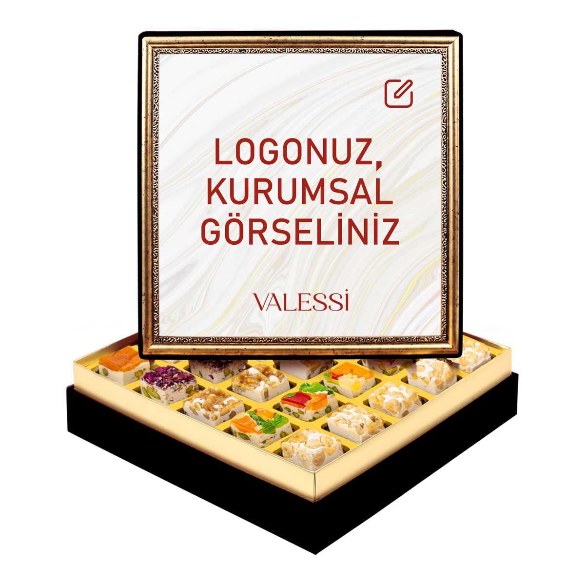 Kişiye Özel Tablo Kutuda Çerezli Nugat Orta Boy (416 g.)