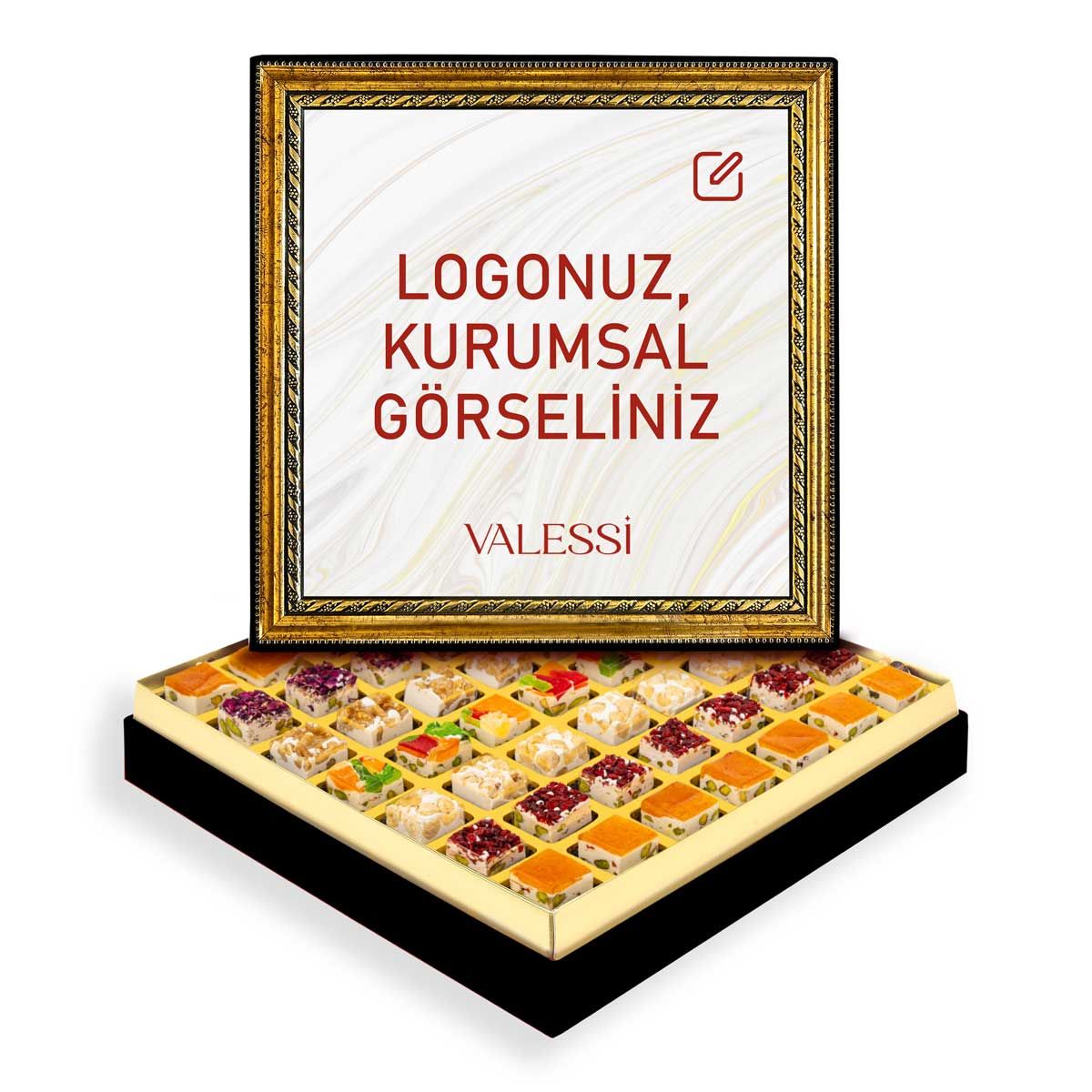 Kişiye Özel Tablo Kutuda Çerezli Nugat Büyük Boy (816 g.)