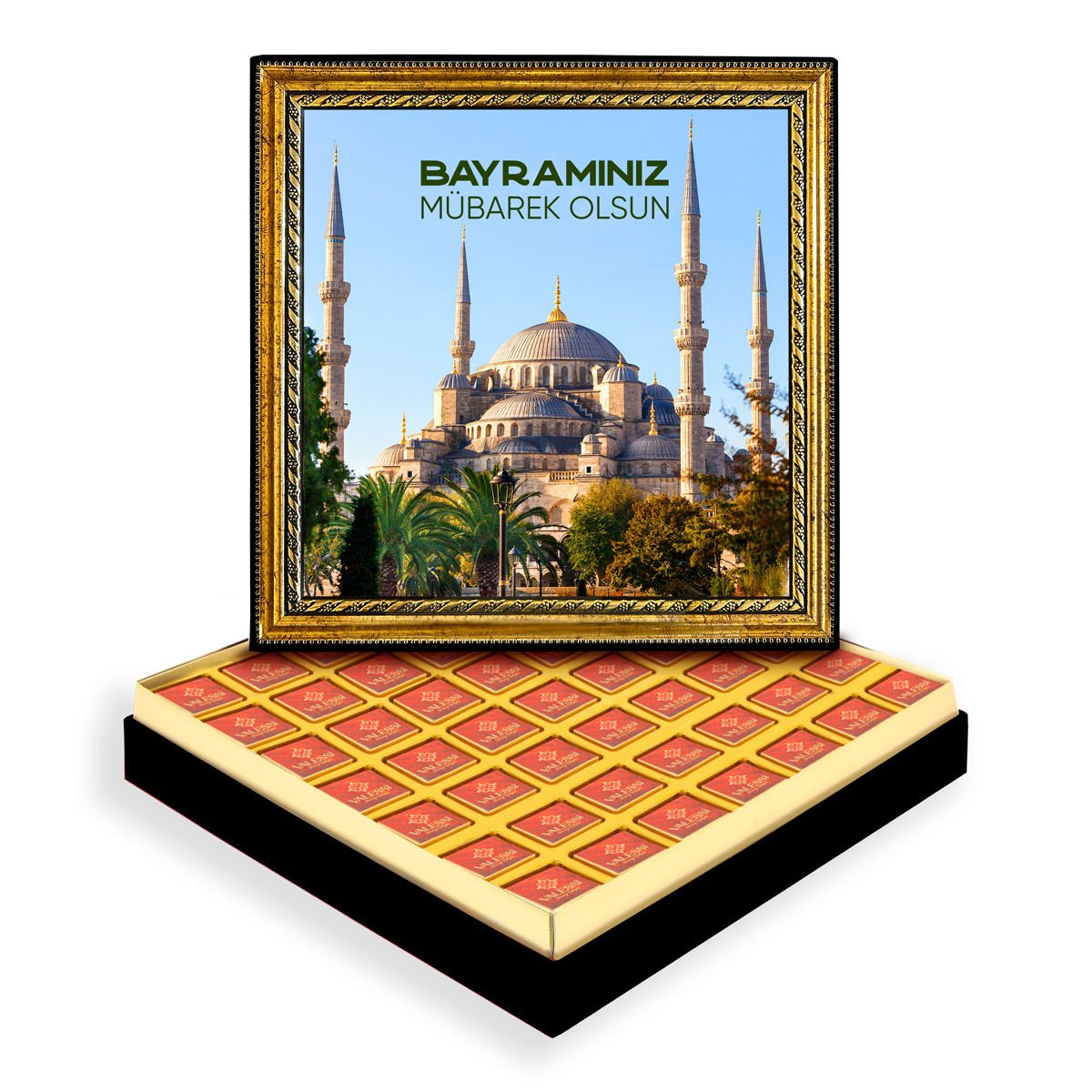 Sultanahmet Camii ve Bayram Çerçeveli Tablo Kutuda Logolu Çikolata