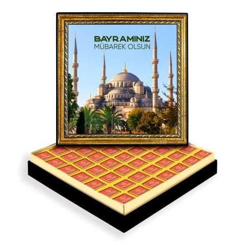 Sultanahmet Camii ve Bayram Çerçeveli Tablo Kutuda Logolu Çikolata