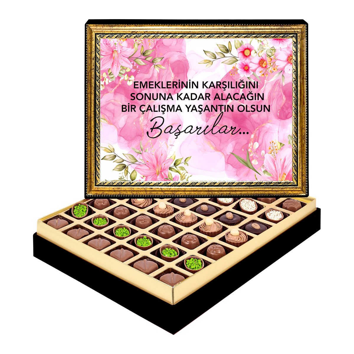 Çiçekli Yeni İş Çerçeveli Tablo Kutu