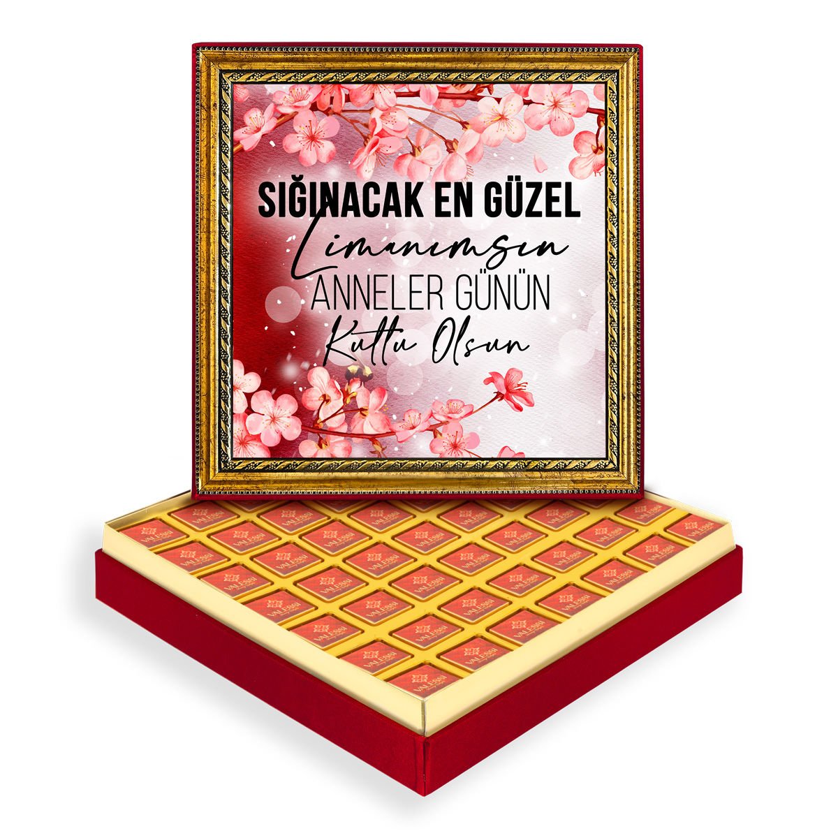 Anne Sevgisi Çerçeveli Tablo Kutuda Logolu Çikolata