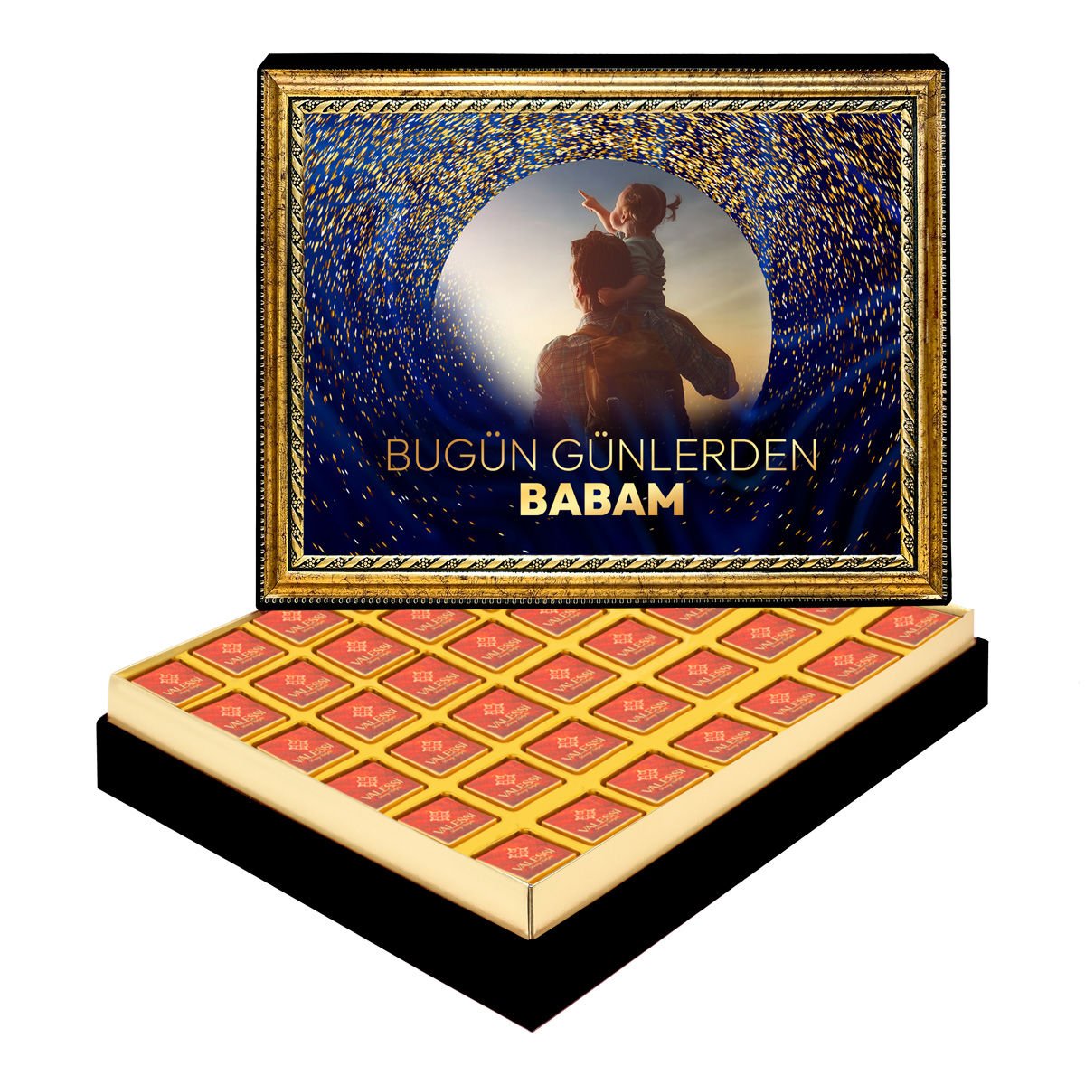 Günlerden Babam Çerçeveli Tablo Kutuda Logolu Çikolata