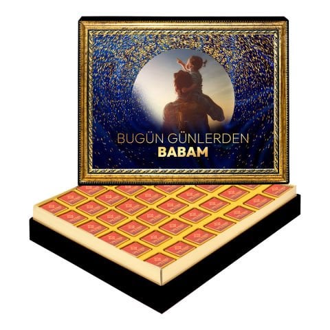 Günlerden Babam Çerçeveli Tablo Kutuda Logolu Çikolata