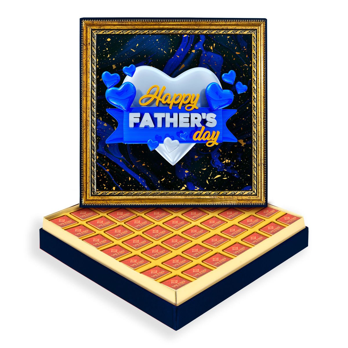 Happy Father's Day Çerçeveli Tablo Kutuda Logolu Çikolata