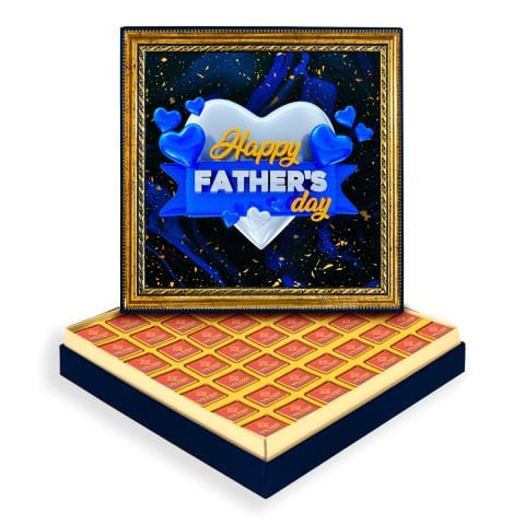 Happy Father's Day Çerçeveli Tablo Kutuda Logolu Çikolata