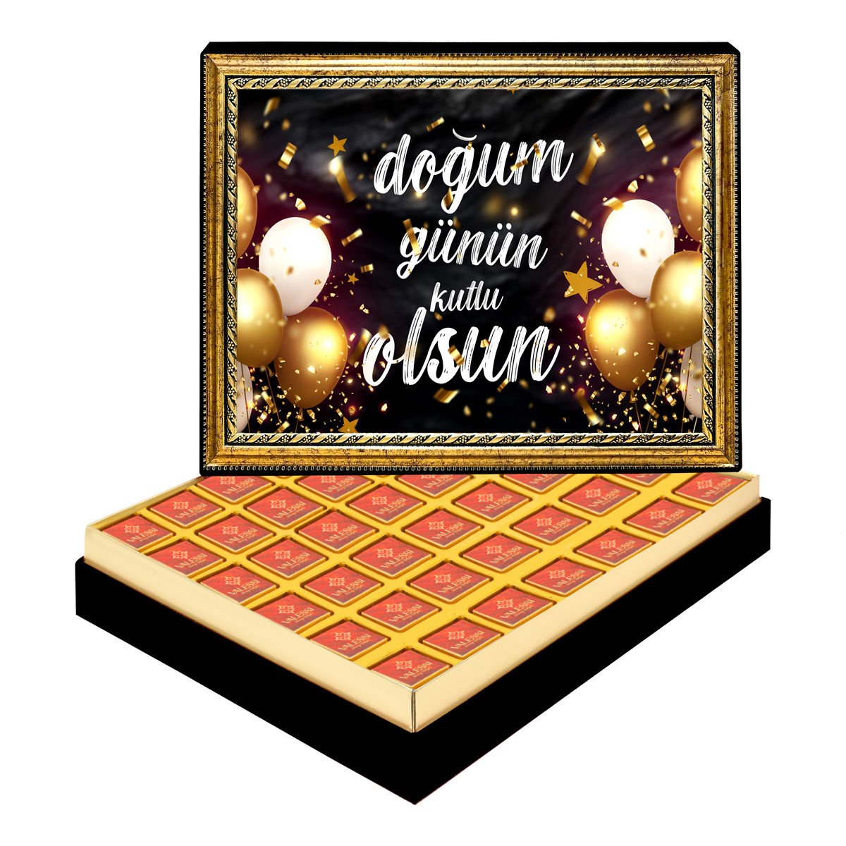 Doğum Günü Çerçeveli Tablo Kutuda Logolu Çikolata