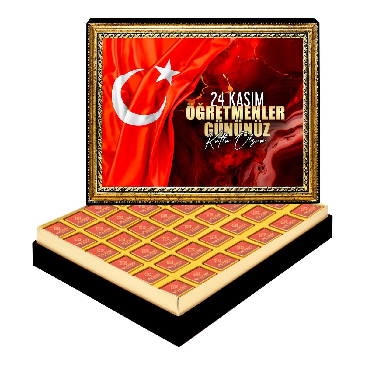 24 Kasım Çerçeveli Tablo Kutuda Logolu Çikolata