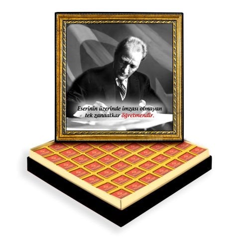 Başöğretmen Çerçeveli Tablo Kutuda Logolu Çikolata