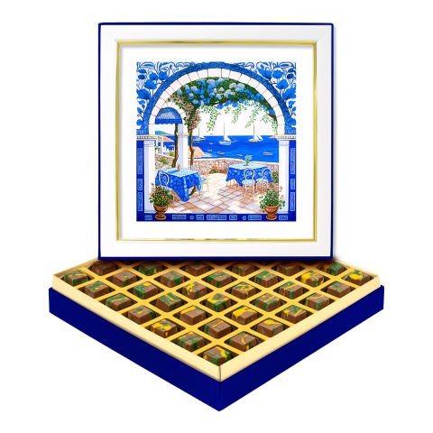 Modern Çerçeveli Mavilikler Kutuda Dubai Çikolatası