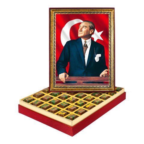 Atatürk Portresi Çerçeveli Tablo Kutuda Dubai Çikolatası