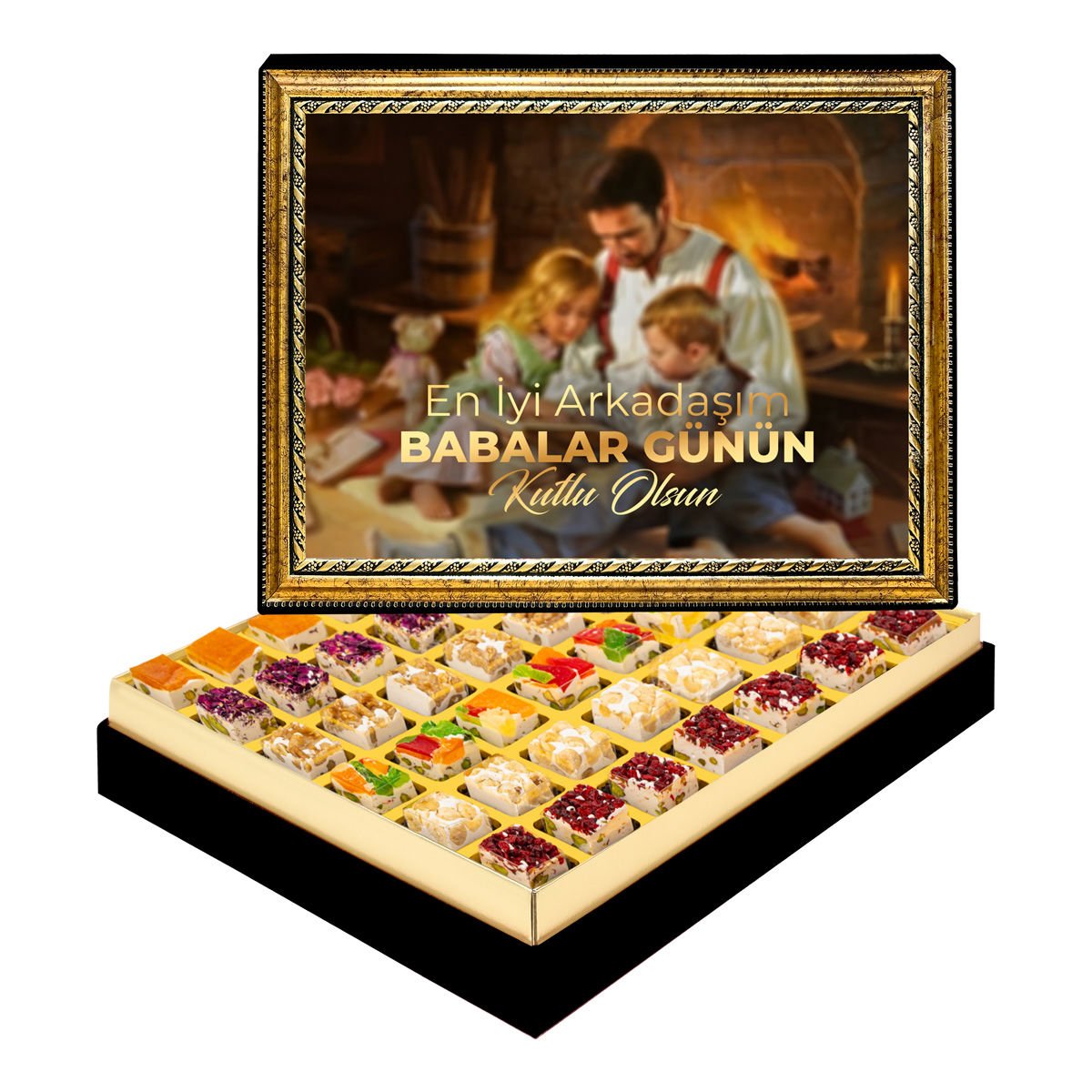 Baba Kucağı Çerçeveli Tablo Kutuda Çerezli Nugat