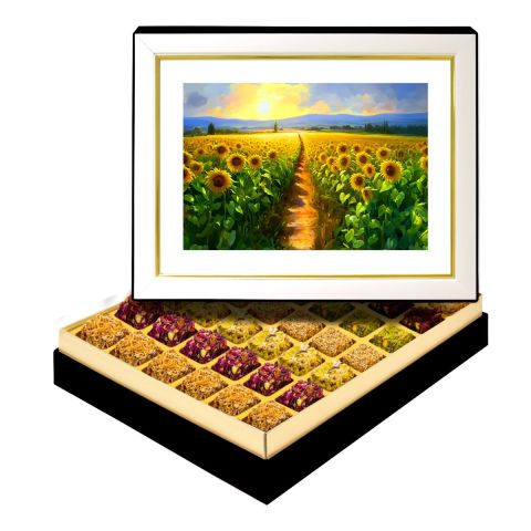 Modern Ayçiçeği Tarlası Kutuda Lokum