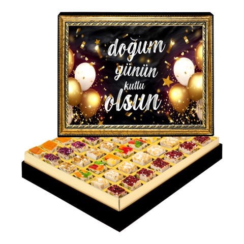 Doğum Günü Çerçeveli Tablo Kutuda Çerezli Nugat