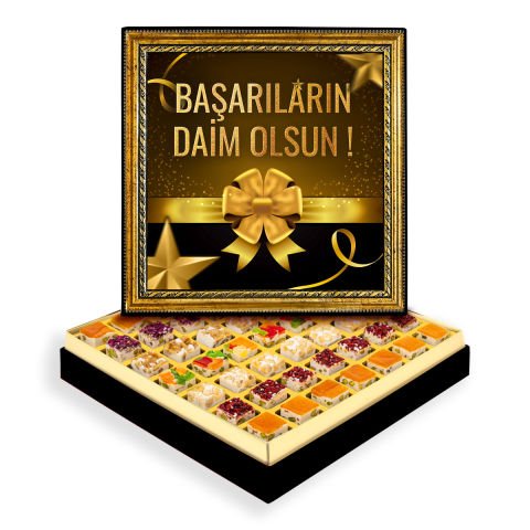 Başarıların Daim Olsun Çerçeveli Tablo Kutuda Çerezli Nugat