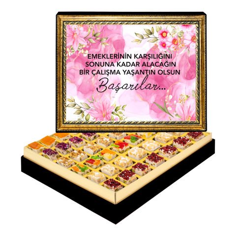 Çiçekli Yeni İş Çerçeveli Tablo Kutuda Çerezli Nugat