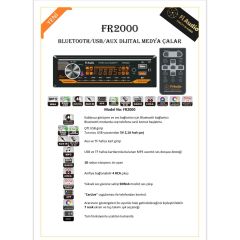Fİ AUDIO FR-2000 Oto Teyp 4X50 Watt Bluetooth CarLive 2xUsb Sd Fm Aux 2 Amfi Çıkışı