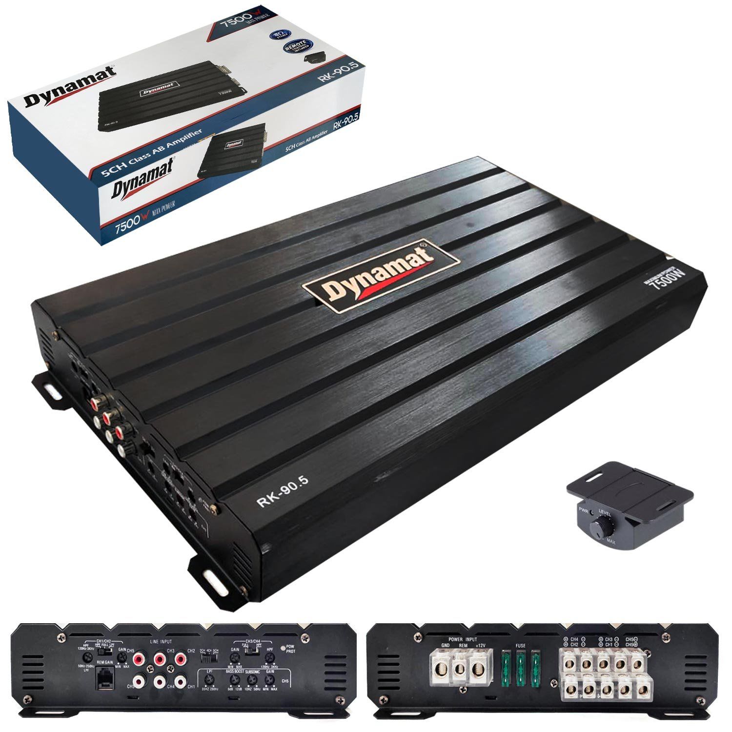 Dynamat RK-90.5 Oto Anfi Stereo 7500 Watt 5 Kanal Bass Kontrol 4x90W+400W