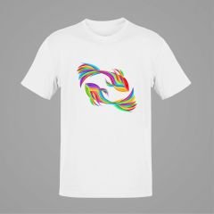 Balık Burcu Renkli Sembol Beyaz T-Shirt
