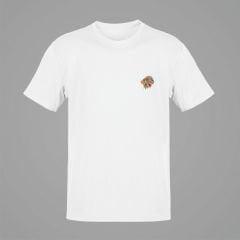 Aslan Burcu Renkli Sembol Göğüs Logolu Beyaz T-Shirt