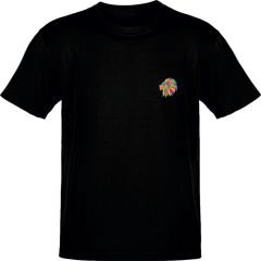 Aslan Burcu Renkli Sembol Göğüs Logolu Siyah T-Shirt