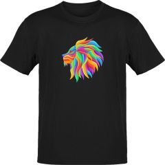 Aslan Burcu Renkli Sembol Siyah T-Shirt