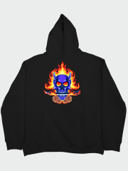 Blue Skull Rose Hellfire Oversize Hoodie